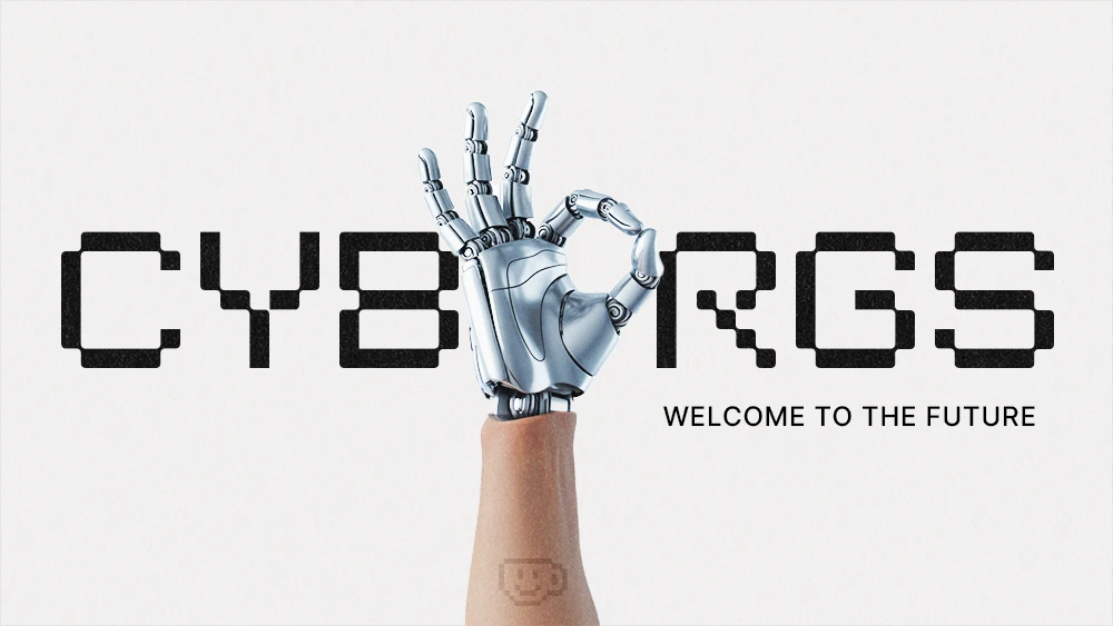 cyborgs welcome to the future - human arm with robotic hand making the ok sign