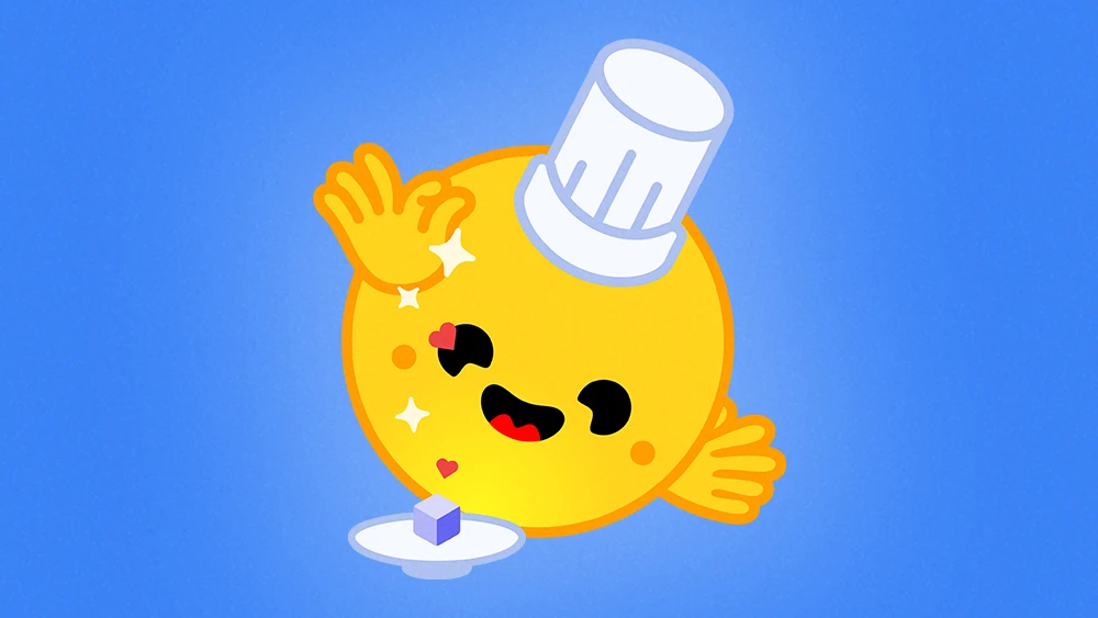 Hugging Face Huggy Chef smiling mascot