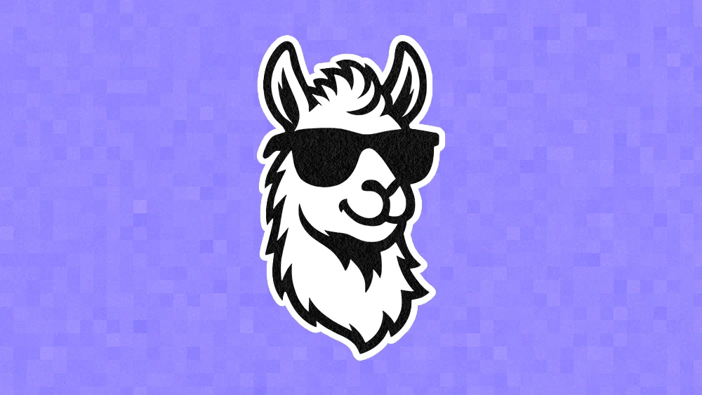 Llambda.co llama wearing sunglasses on purple background
