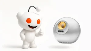 Reddit Snoo gives thumbs up to eyeball scanning Orb from Tools of Humanity