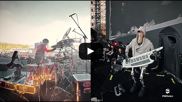 humanoid robot plays with band at music festival in China