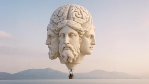 surreal illustration of AI reasoning LRMs