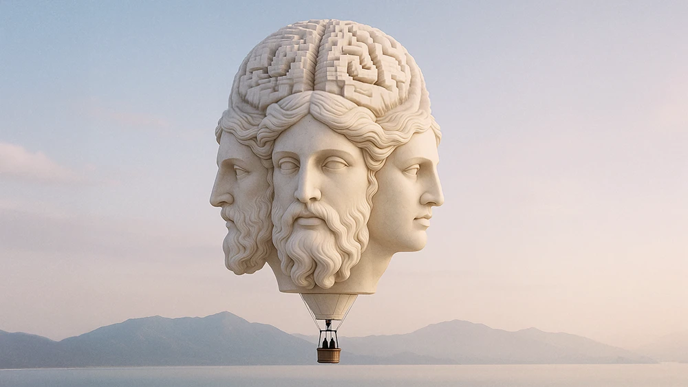 surreal illustration of AI reasoning LRMs