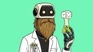 ai agent longevity lab technician holding beaker