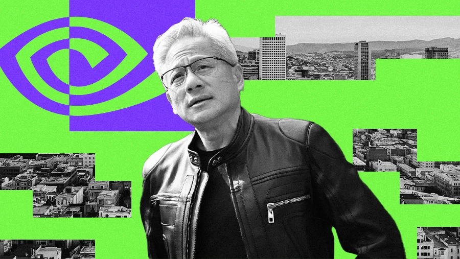 Nvidia CEO Jensen Huang made in the USA flag