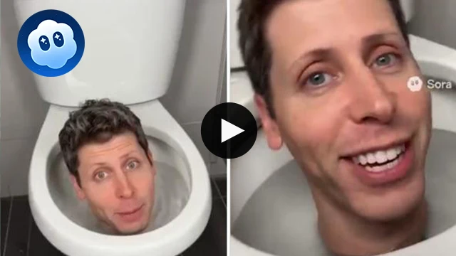 Skibidi Sam Altman in toilet Sora 2 AI video