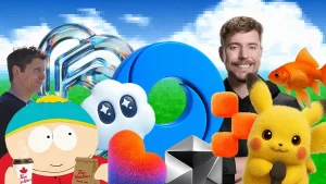 pixel collage of OpenAI Sora slop, South Park fakes, vibe coding, DeepMind, Mr Beast, and Pickachu