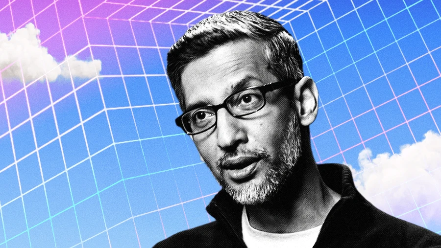 Google CEO Sundar Pichai in AI clouds