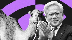 Nvidia CEO Jensen Huang with camel