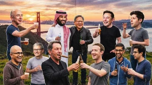 AI trillion dollar club tech billionaire leaders hanging out in Silicon Valley