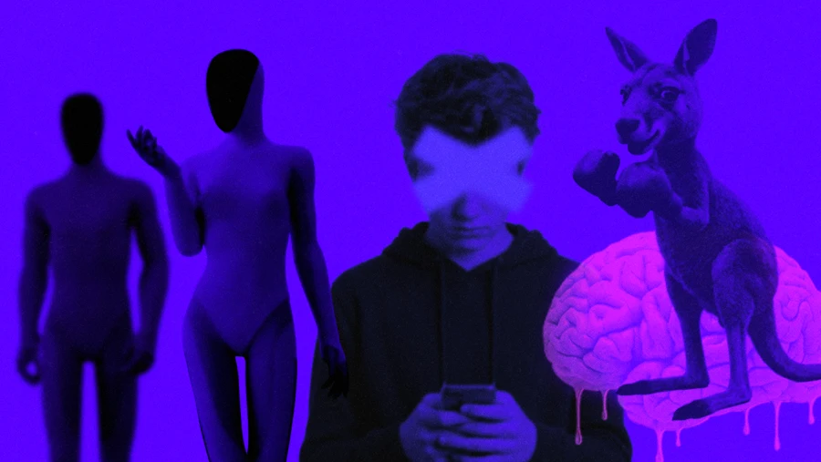 humanoid robots teen texting brain rot boxing kangaroo