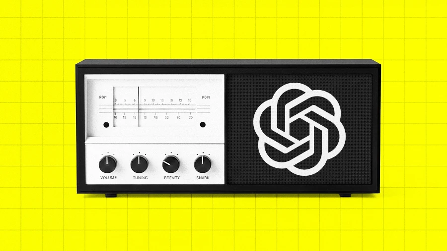 retro radio tuner with ChatGPT logo