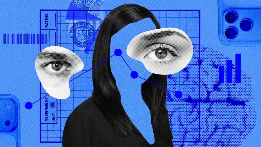 AI face scanning collage