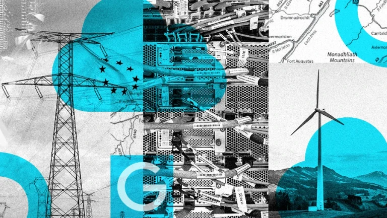 Amazon AWS Google AI data center power grid Europe collage