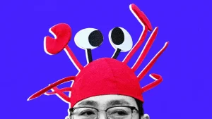 developer wearing OpenClaw lobster hat