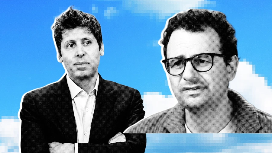 OpenAI CEO Sam Altman and Anthropic CEO Dario Amodei in the clouds