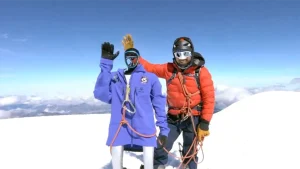 humanoid robot climbs volcano