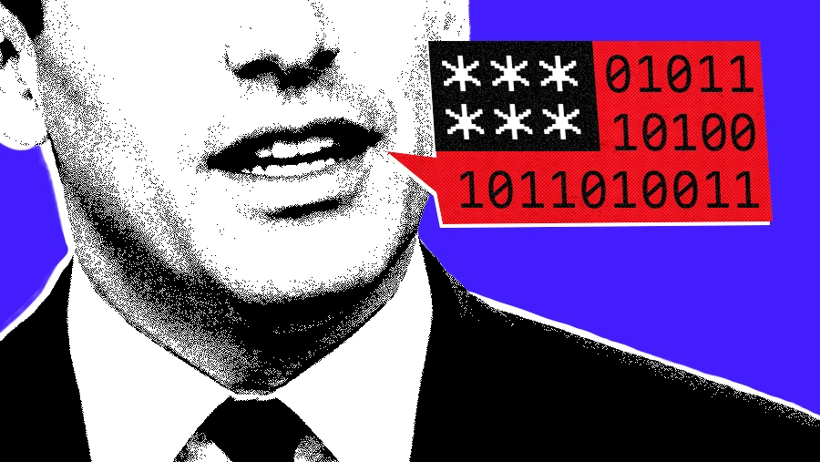 editorial collage man with flag speech bubble