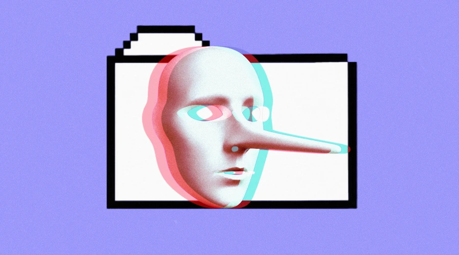 illustration mask with long nose and pixel folder