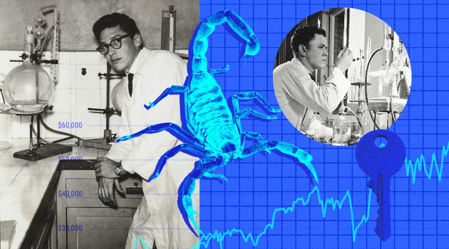 editorial collage scorpion AI drug