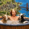Midjourney Medical CEO David Holz in hottub with goats